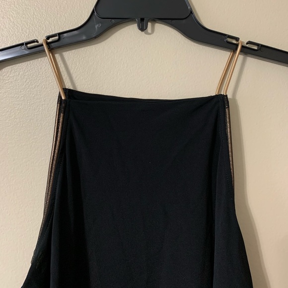 Witchery Black Sleeveless Top with Gold Straps - Picture 2 of 3